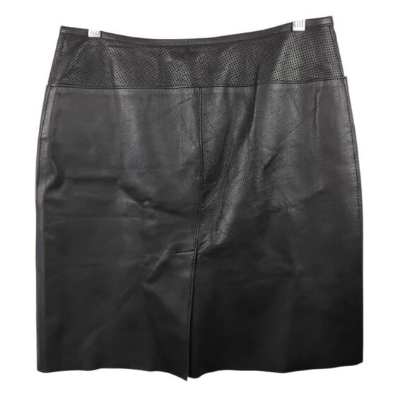 Eccoci‎ Black Vintage Leather Zip Front Skirt with Raw Hem - Size 8 - Picture 7 of 10